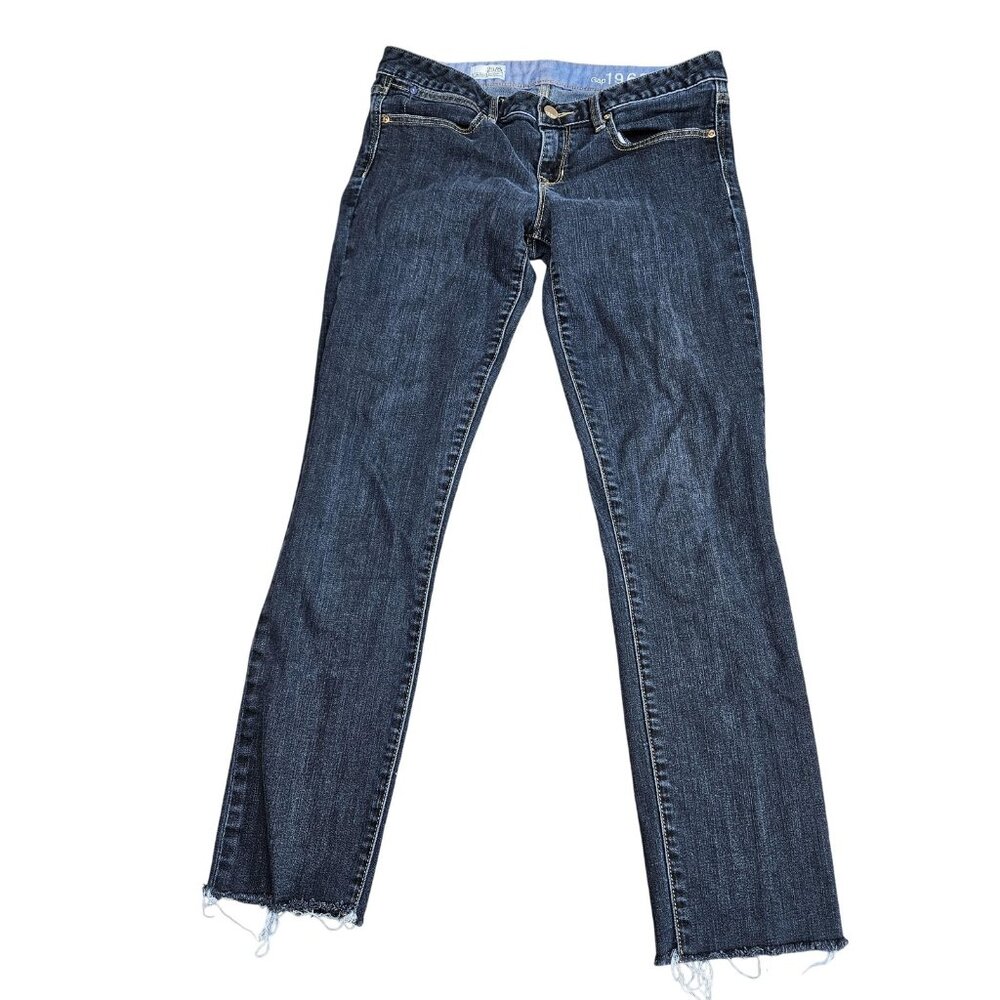 Gap 1969 Always Skinny Jeans Womens 29 / 8L Dark Blue Wash Raw Hem Stretch Denim